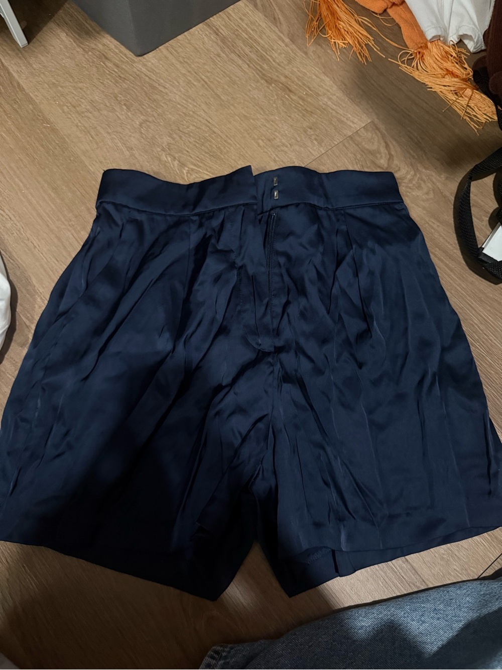 A&F Navy Satin Dress Shorts